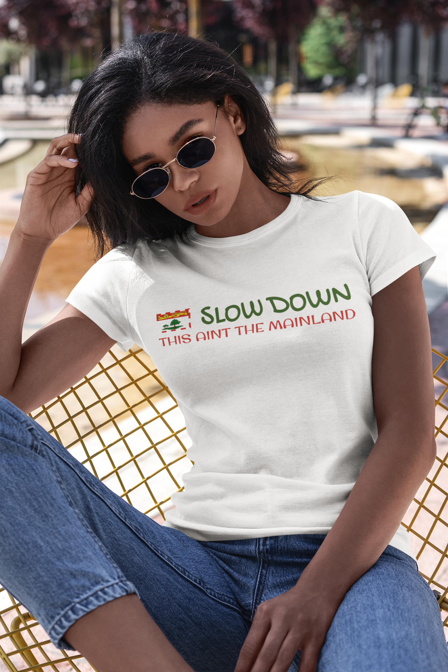Prince Edward Island  "Slow Down This Ain't The Mainland" Women's Graphic Tee.